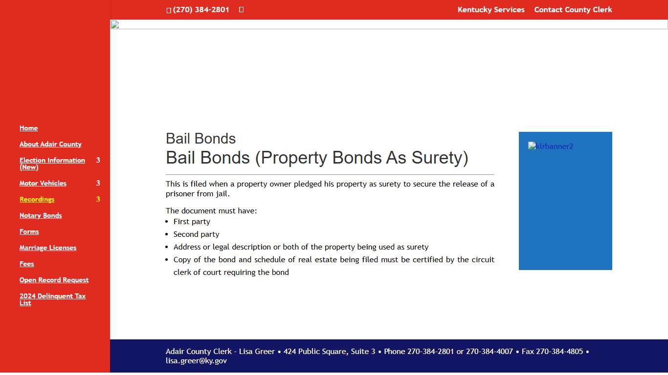 Bail Bonds | Adair Clerk