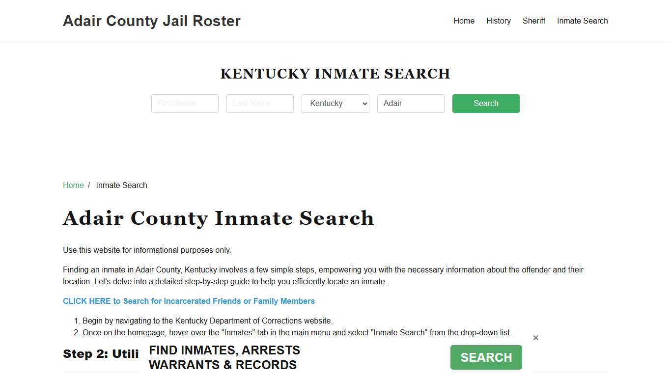 Adair County, KY Detainee Lookup